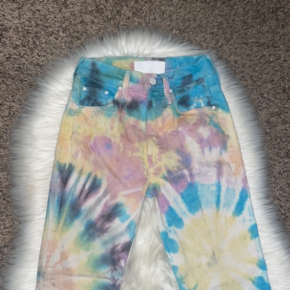 Mother The Tripper Tie Dye High Rise Kick Flare Jeans in Swirling Secrets - Picture 7 of 13